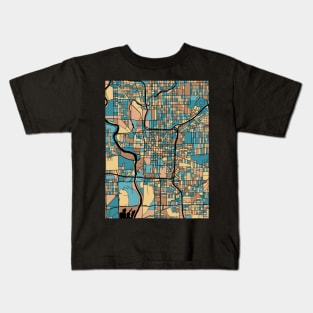 Indianapolis Map Pattern in Mid Century Pastel Kids T-Shirt